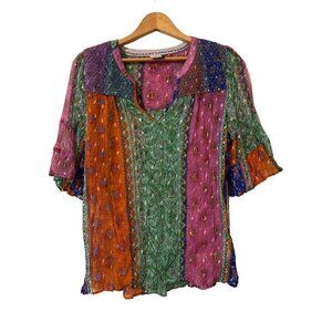 Anthropologie Akemi + Kin Antonella Peasant Top Sheer Ruffle Sleeves Small
